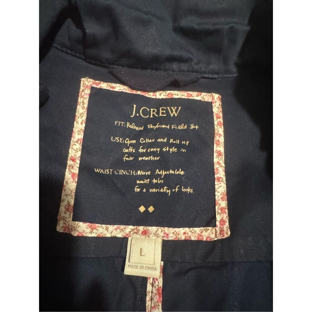 J. Crew Downtown Field utility jacket blue front zipper snap buttons L - Picture 3 of 13